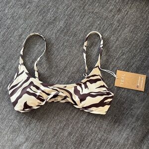 TEAL Light Zebra Print Liv Micro Top Cream & Brown